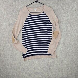 J.Crew Womens Beige & Navy Striped Sweater With Button Details Size S